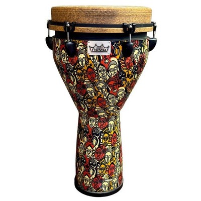 REMO Signature Leon Mobley DJ-0014-LM 14'' Mondo Djembe Drum - Multi-Mask