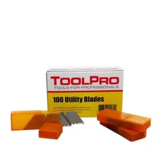 TOOLPRO Utility Blades - 100 Pack, High Carbon Steel Replacement Blades for U...