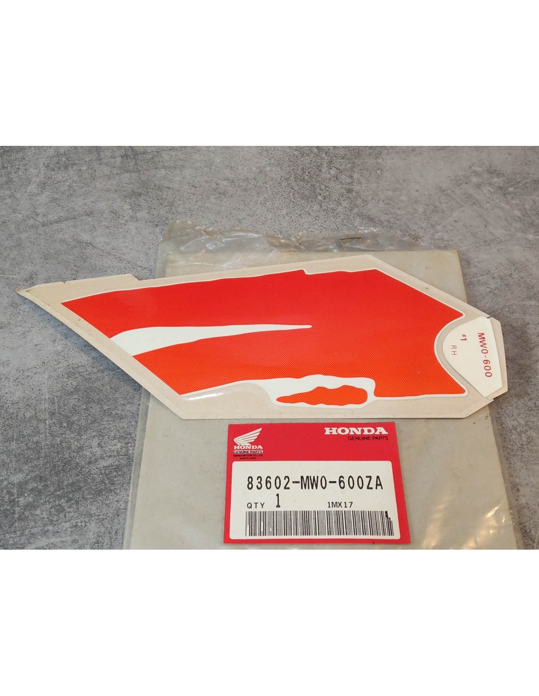 Sticker latéral B CBR900 RR 1992 droit Honda résistant UV contre décoloration