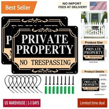 2-Pack No Trespassing Signs Private Property, Large 10"x7" Weatherproof Metal Al