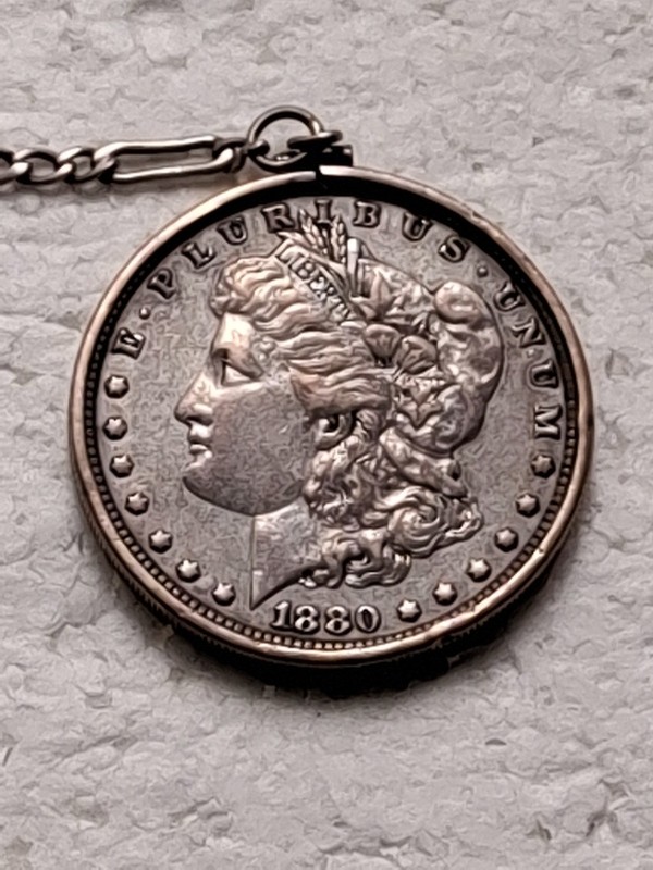 1880 Micro O MORGAN SILVER DOLLAR New Orleans 90 % SILVER KEYCHAIN