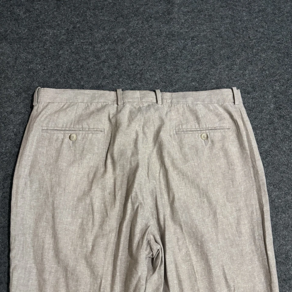 Pantalones informales Perry Ellis para hombre 38x30 beige mezcla de lino Foto 4 de 4