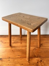 Vintage Ash Wood Stool / Rust Side Table Cottage Farmhouse 18” High