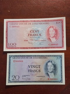 Luxembourg 20 Francs & 100 Francs UNC