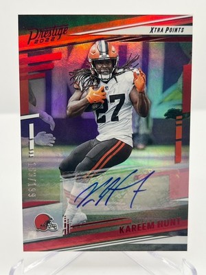 2022 PANINI PRESTIGE KAREEM HUNT 183/199 RED XTRA POINTS AUTOGRAPH NO. 69 BROWNS