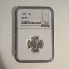 1940 10C Mercury Dime Silver .900 Philadelphia Business Strike NGC MS66