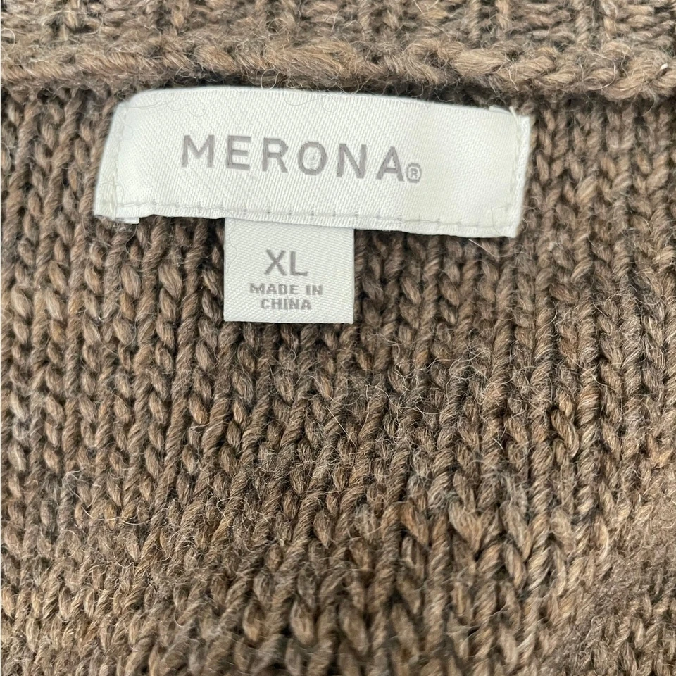 Merona Women Tunic Sweater Vest XL Brown Button Up Wool Blend Office Travel Y3K - Image 2 of 4
