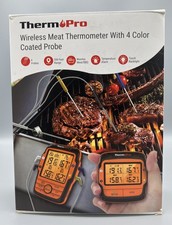 ThermoPro TP-27B Remote Food Thermometer with 4 Probes - Orange 500 Feet New
