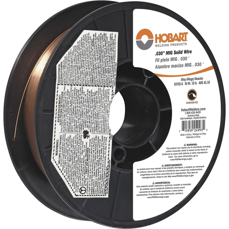 Hobart MIG Welding Wire, ER70S-6 Carbon Steel, .030in., 10-Lb. Spool, Model# - Image 4 of 4