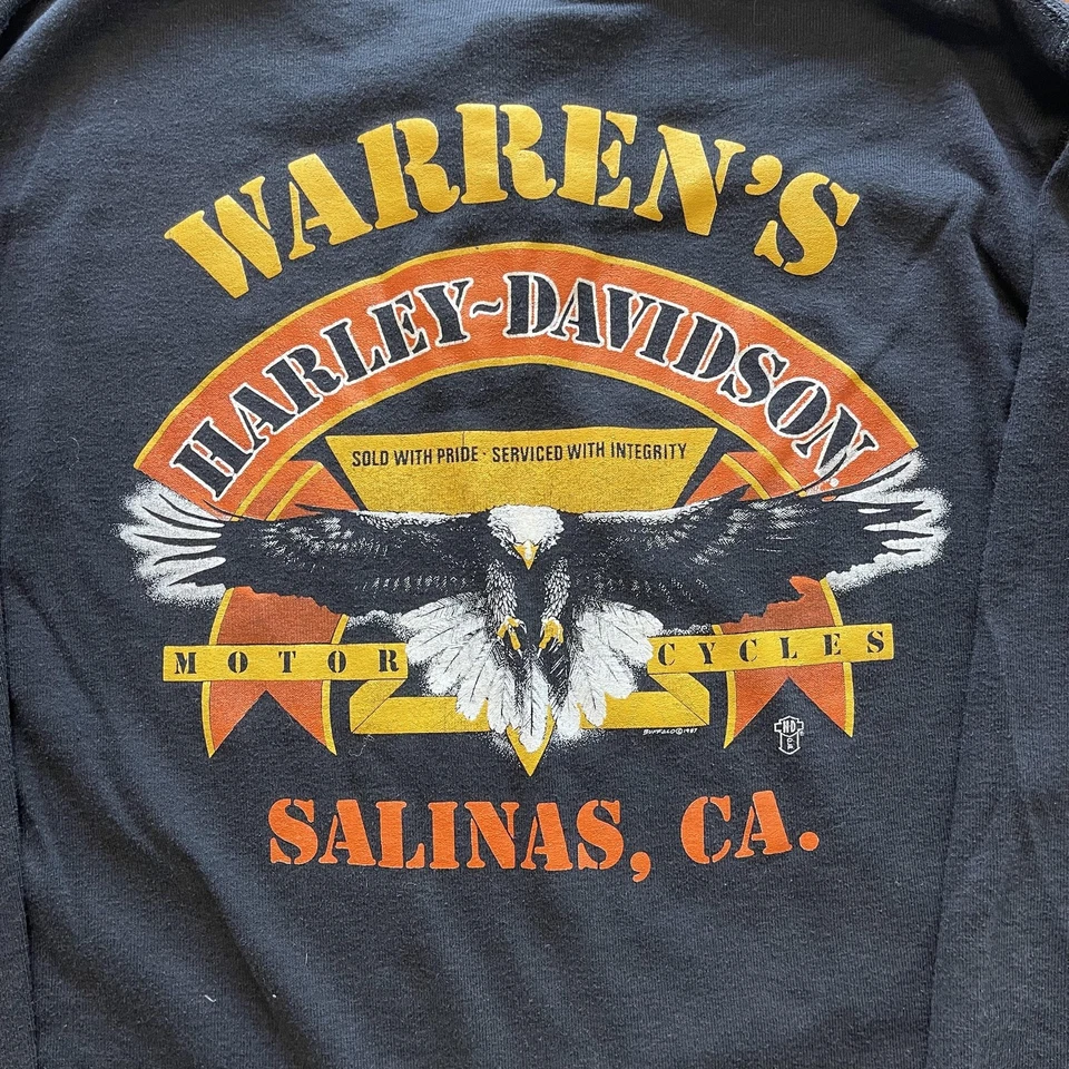 Camisa Harley-Davidson De Colección Para Hombres XL Negra Henley Warren's Salinas CA 90s Foto 3 de 4