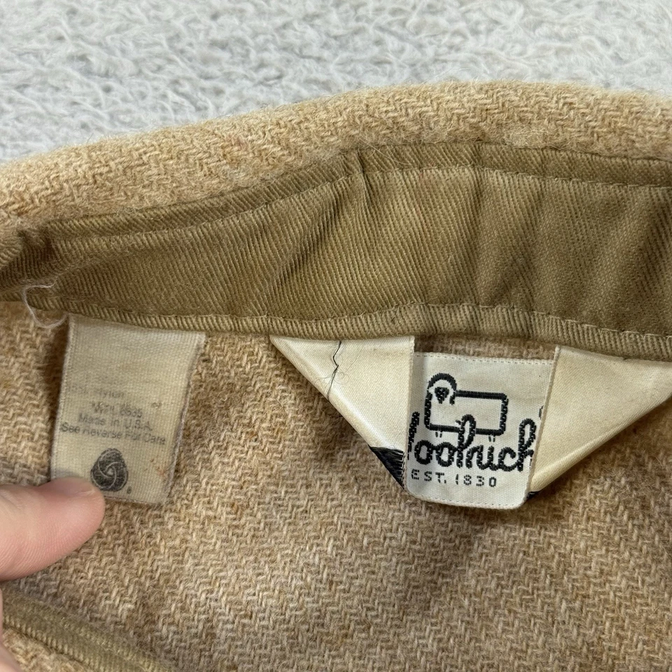 VTG Woolrich Shirt Jacket Mens Large Khaki Tan Twill Mackinaw Shacket Made USA - Image 3 of 4