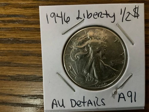 1946 Walking Liberty Half Dollar high grade AU details A91