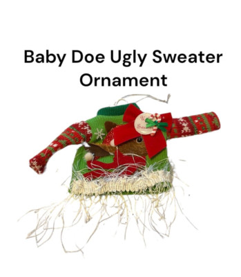 Baby Doe Deer Ugly Sweater Christmas Tree Ornament Clothes Hanger Hook
