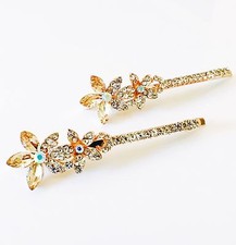 USA Bobby Pin Using Swarovski Crystal Hair Clip Hairpin Flower Bridal Gold M09