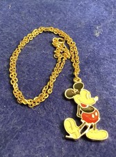 DISNEY - MICKEY MOUSE ENAMELED PENDENT 16  CHAIN NOS 1970