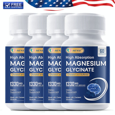 Chelated Magnesium Glycinate Supplement, 1330MG Capsules, Gluten Free