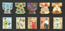 JAPAN 2017 KIMONO WORLD JAPANESE TRADITIONAL CULTURE COMP. SET OF 10 STAMPS USED