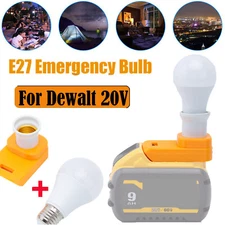 LED Work Light Portable E27 Bulb Lamp For Dewalt 20V Lithium-ion Battery Powered