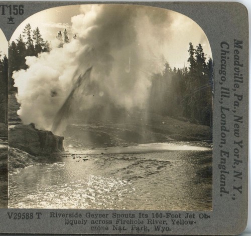 YELLOWSTONE, Riverside Gyser Spouts 100 ft Jet--Keystone T600 Series #156 - Afbeelding 1 van 4