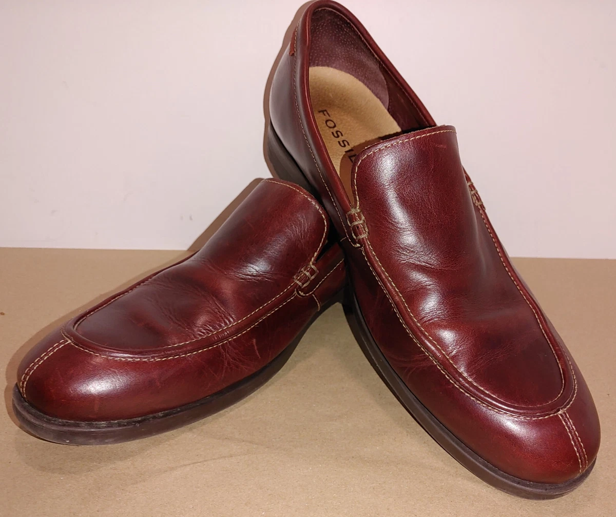 Men’s Fossil Loafers Size 13 Fossil Mens Loafers Shoes Sz 10/ 43 Black Perforated Leather  main image 2