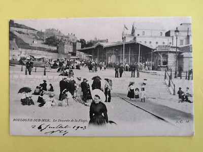 CP Ancienne 62 - BOULOGNE sur MER 1903 La Descente de la PLAGE Animés