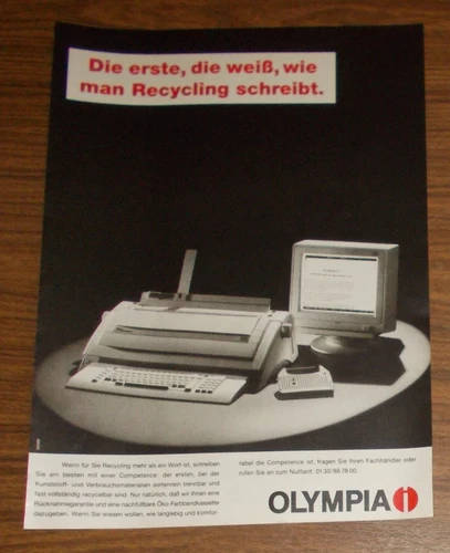 Seltene Werbung OLYMPIA COMPETENCE Schreibsystem Word Processor 1992