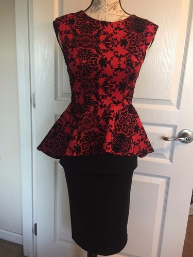 Vestido Casual Iris Marca Pequeña Damas de Encaje Negro y Rojo/Spandex  Fiesta Vestido CR-5 | eBay