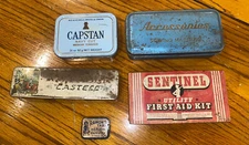Vintage Metal Container Lot Sentinel Ramon’s Tabs Castell Sewing Accessories 