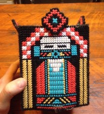 Vintage 70s Southwestern Colorful Yarn Jukebox Tissue Kleenex Box Cover Holder