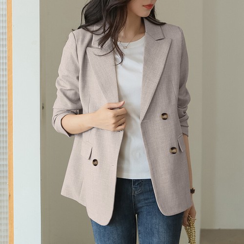 Womens Formal Plain Blazer Jackets Double Breasted OL Office Business Overcoats - Picture 7 of 15