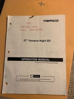 original Vampire Night Namco   arcade video game owners manual