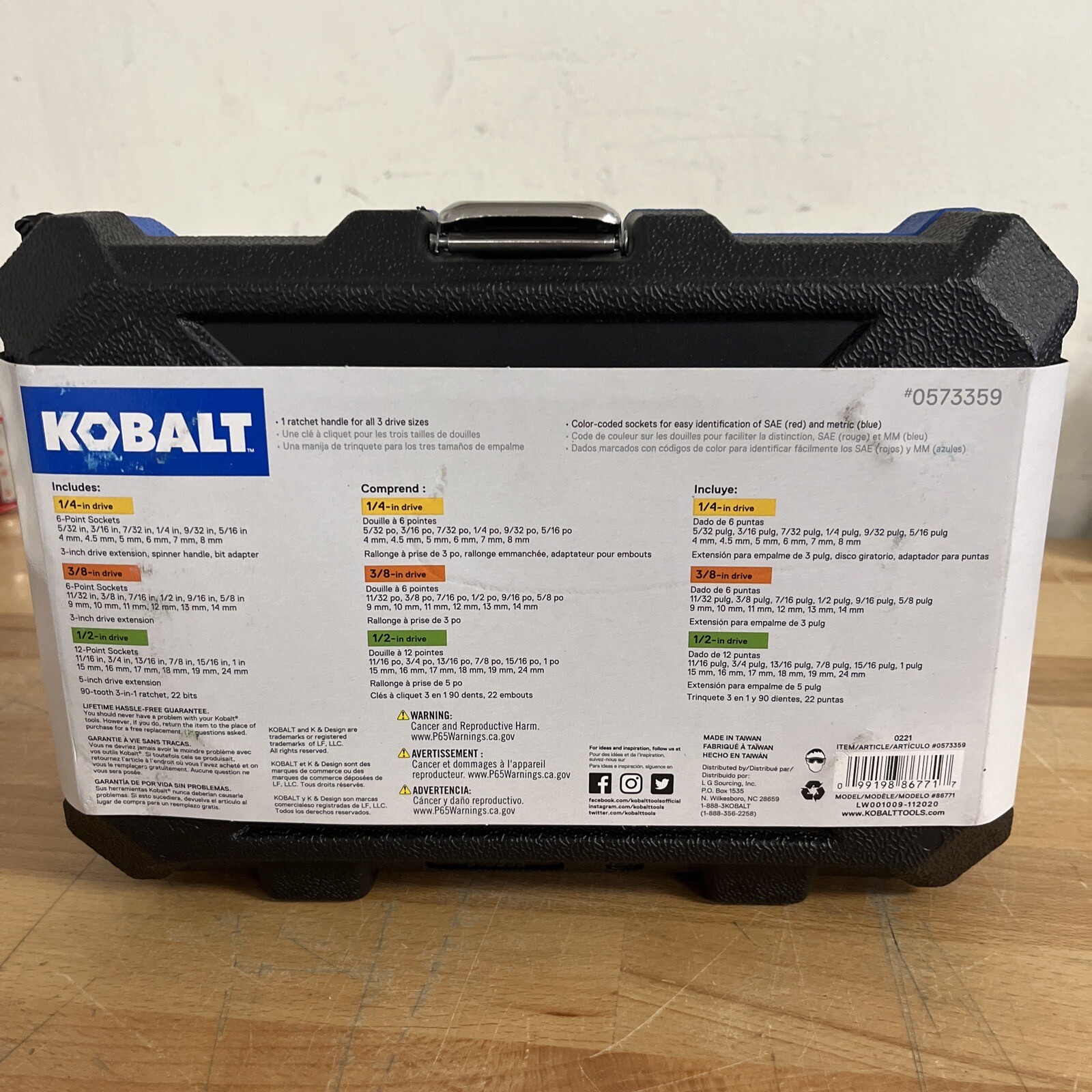 Kobalt Pro 90 Ratchet Set 64Pc. SAE/Metric Mechanic's Tool Set