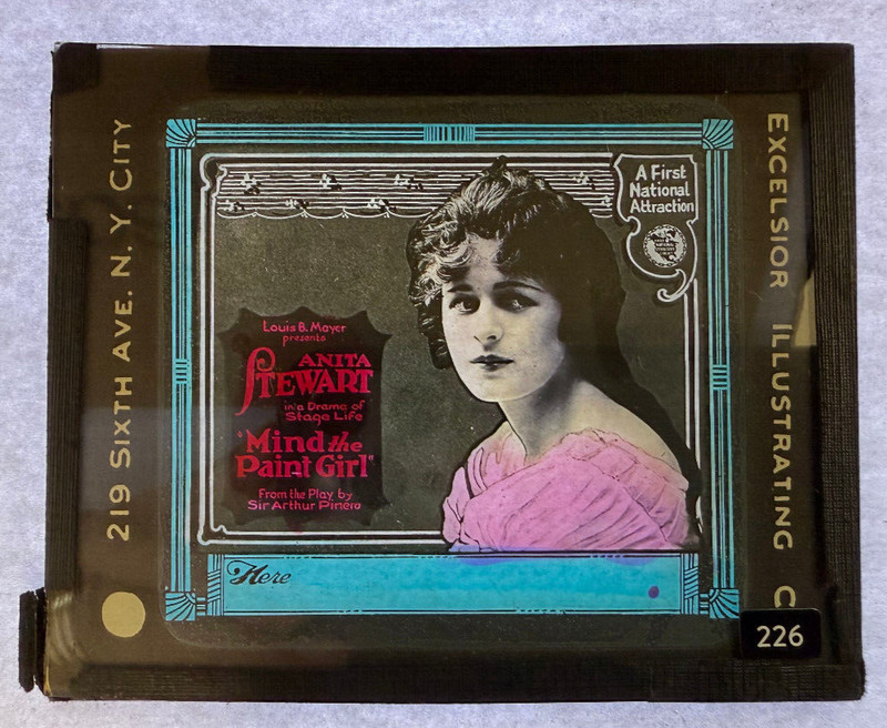 MAGIC LANTERN SLIDE MOVIE MIND THE PAINT GIRL ANITA STEWART 1919 RARE