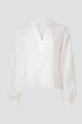 Lauren Ralph Lauren Sina Long Sleeve White 100% Linen Small Luxe - Picture 3 of 9