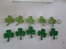10 pc. Pkg. 2" Small Assorted Green Irish Shamrocks St. Patrick's Day Ornaments