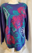 Cricket Lane Pullover Sweater Floral Purple Womens Vintage NWT Medium