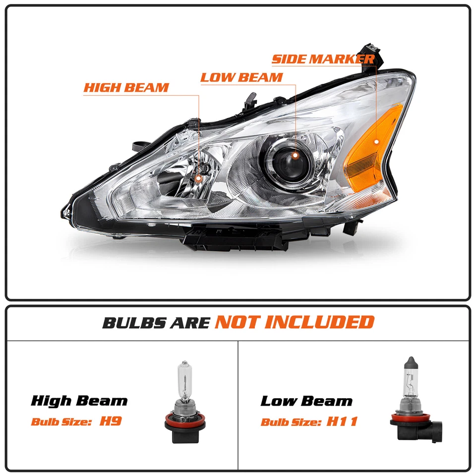 Faro del conductor izquierdo proyector halógeno para Nissan Altima 2013 2014 2015 sedán Foto 2 de 4