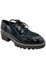 Donald Pliner Women's Evans Crinkle Patent Oxford Lugs Black