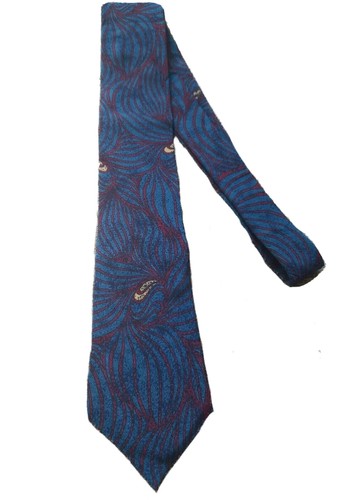 Mens Skinny Neck Tie Izod 100% Silk Burgundy Teal Yellow 3" x 57" EUC - Picture 2 of 7