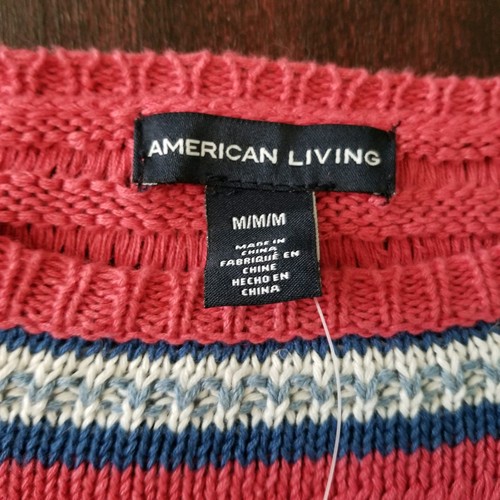 American Living Women's Boat Neck Pink Blue Striped Sweater M - 第 6/8 張圖片