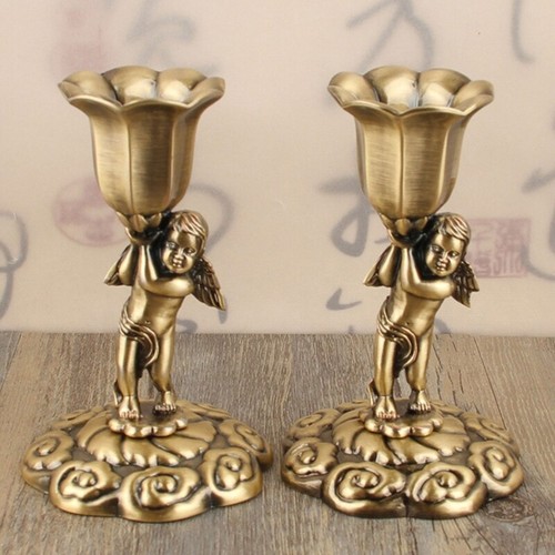 Vintage Holder Metal Alloy Candlestick 2Pcs Ornament - Picture 6 of 10