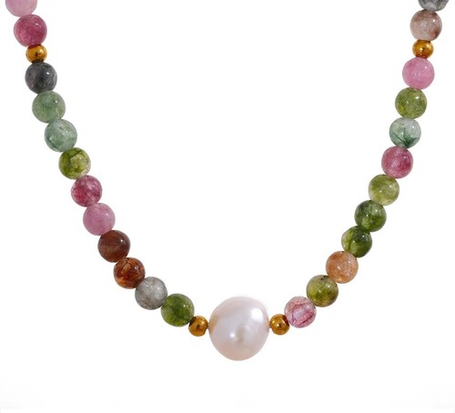 Silver Chain Necklace Gemstone Beads Natural Pearl Sterling Real Fashion Women - Picture 25 of 27