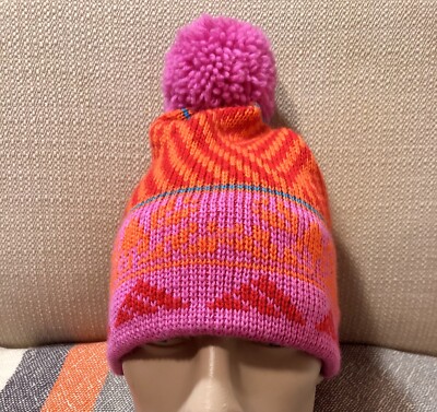 Vintage Smiley Colorful Knit hat Vintage Smiley Wool Knit Hat Made in USA Geo Geometric Print  main image 2