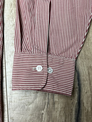 Vintage 80s Ralph Lauren Chaps USA Made Button Up Large 16 - 32/33 Red Stripe . - Picture 2 of 12