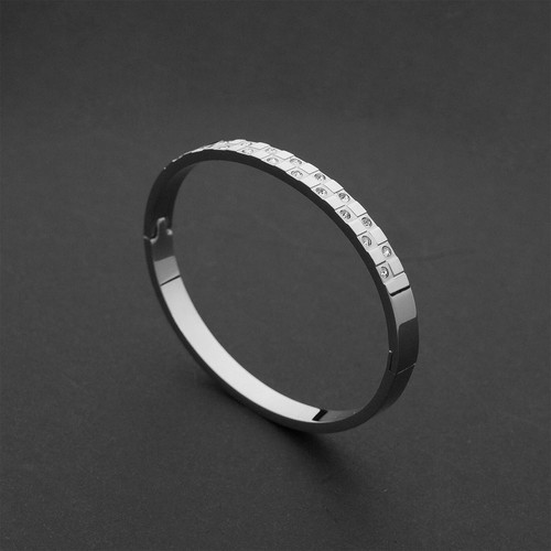 Bracciale acciaio inox colore argento con strass braccialetto donna elegante braccialetto - Foto 4 di 4