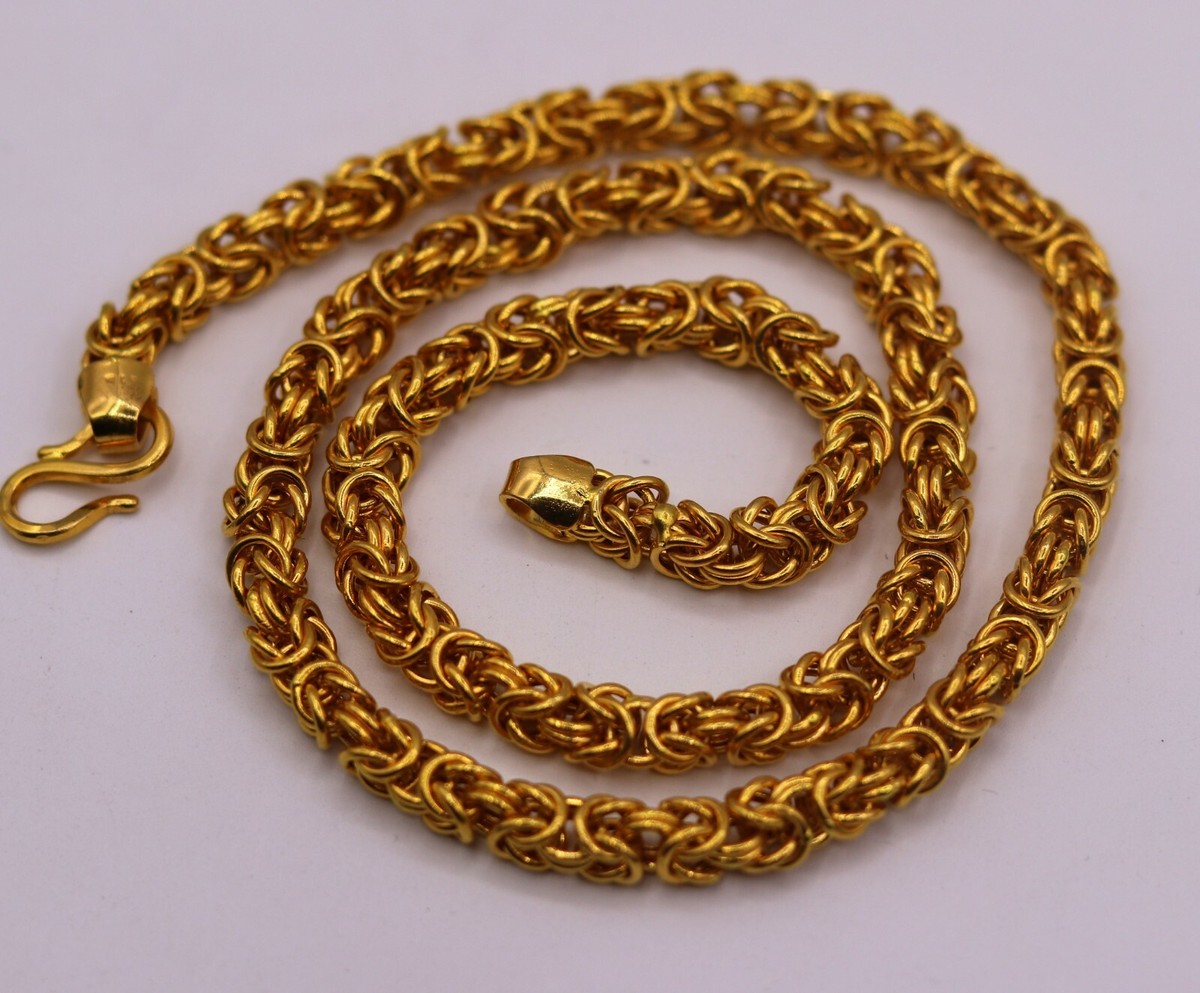 HANDMADE 22K GOLD HALLMARKED BYZANTINE CHAIN NECKLACE 20 INCHES