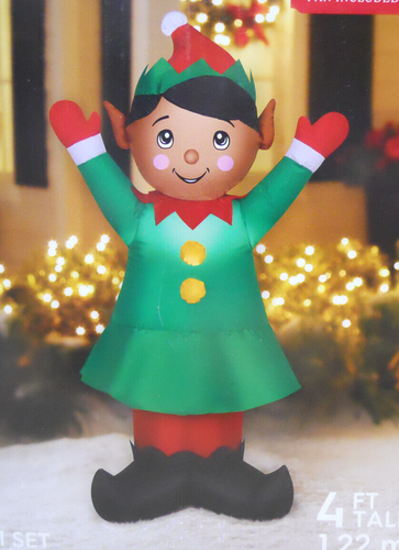 Holiday Time Christmas JOLLY ELF 4 Ft Airblown Inflatable LED Lit New ...