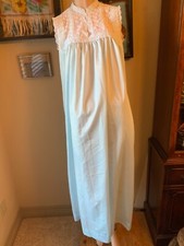 Christian Dior Lingerie Satin Sheer Nightgown VTG 70s 80s Lace Paris New York