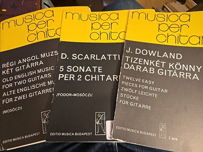 Lot of 3 Musica Per Chitarra J Dowland D Scarlatti RA Muzsika NOTE: B6 