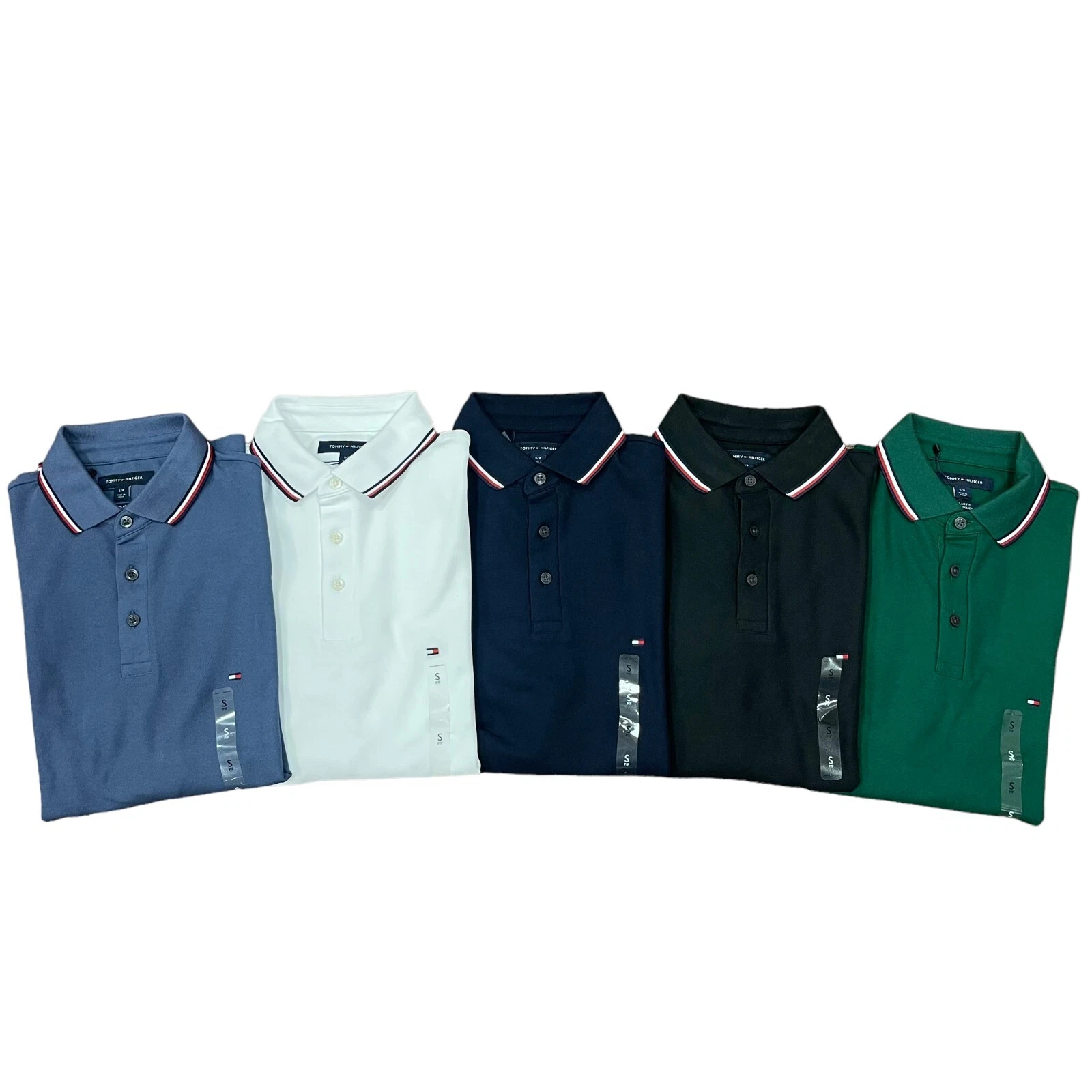 NWT Tommy Hilfiger Men's Regular Fit Tipping Wicking Quick Dry Long Sleeve Polo
